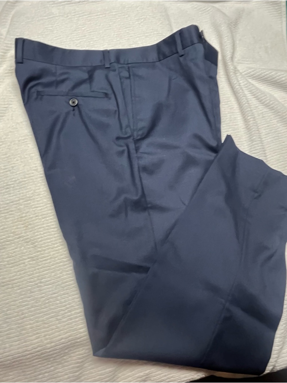 Nordstrom Men's Shop Navy Blue 100% Wool 36 Waist Flat Front Dress Pants